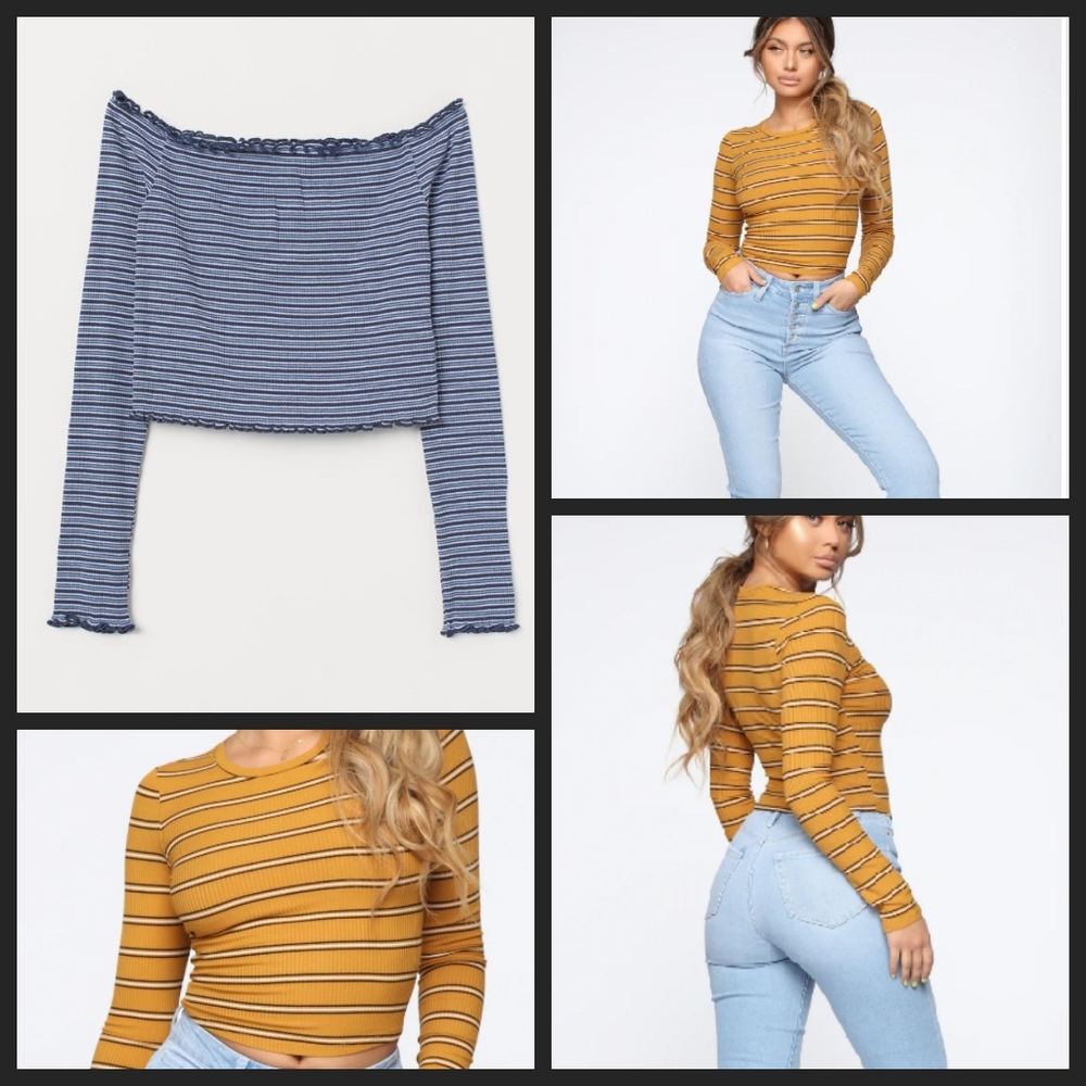 🌷3/$20🌷H&M Cropped Striped Long-Sleeved Top (×2)